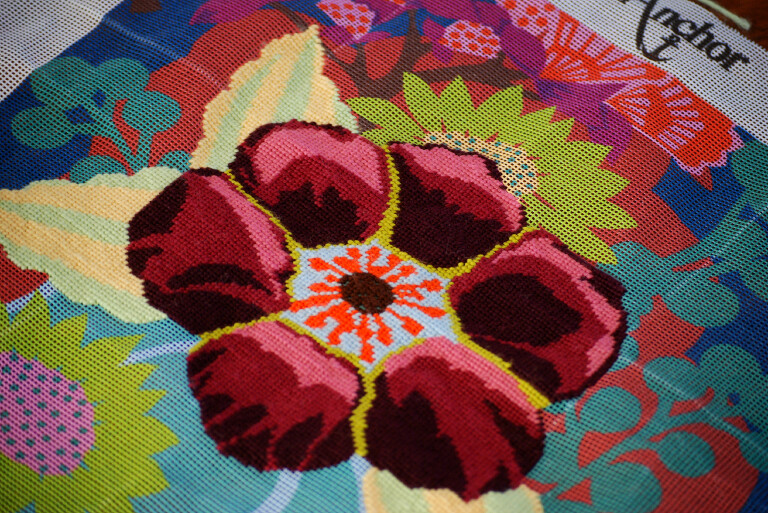 Centerpiece Needlepoint Progress 2