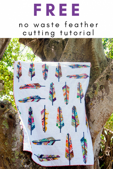 Free no waste feather cutting tutorial for the Feather Bed Quilt 