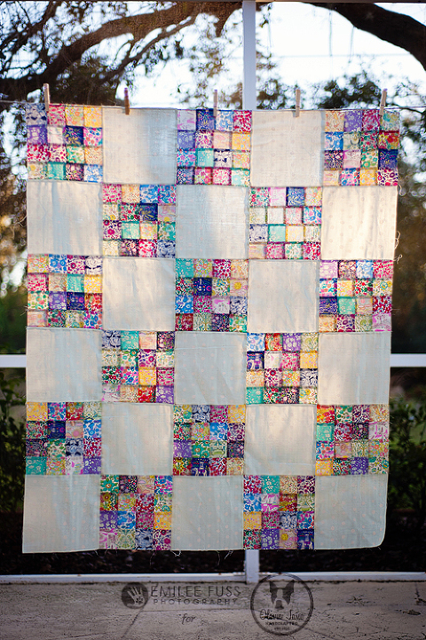 Brown high quality and Purple Postage Stamp Quilt