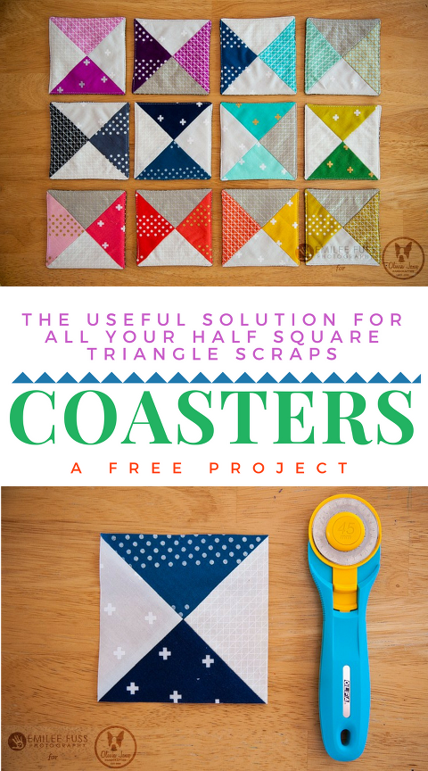 free coaster tutorial with half square triangles and step by step photos