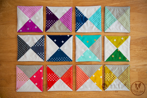 Free Coaster Tutorial for half square triangles and step by step photos