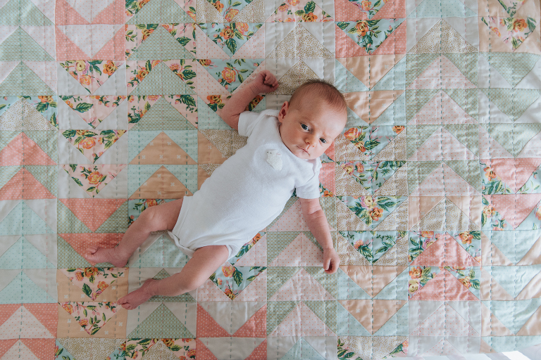 modern flying geese quilt with Rifle Paper Co