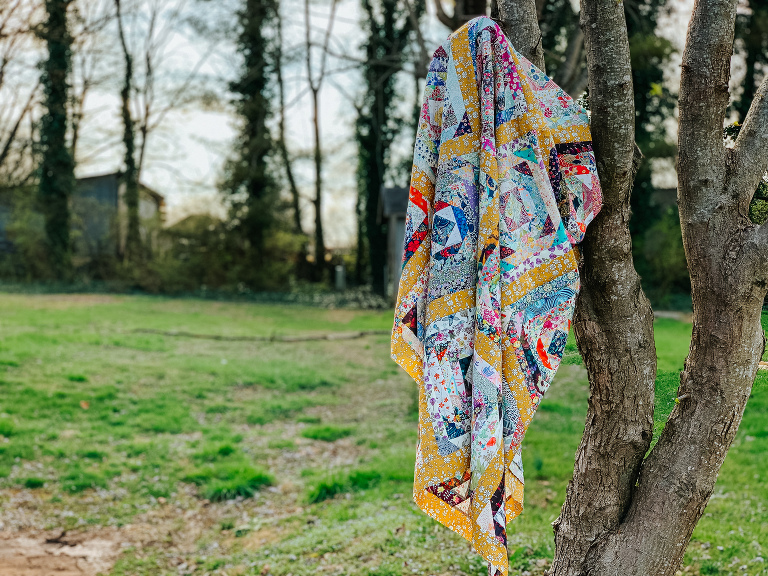 Pineapple quilt with Liberty lawn scraps