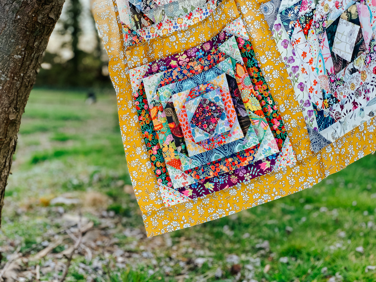 Pineapple quilt with Liberty lawn scraps