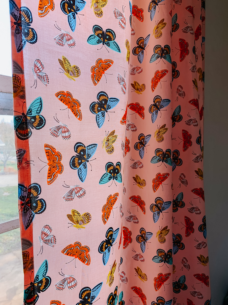 DIY curtain rods and Rifle Paper Co curtains 