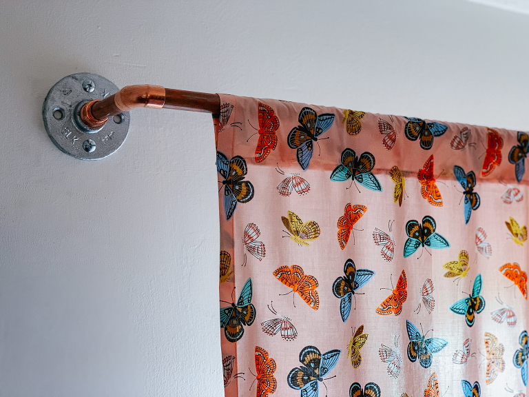 DIY curtain rods and Rifle Paper Co curtains 