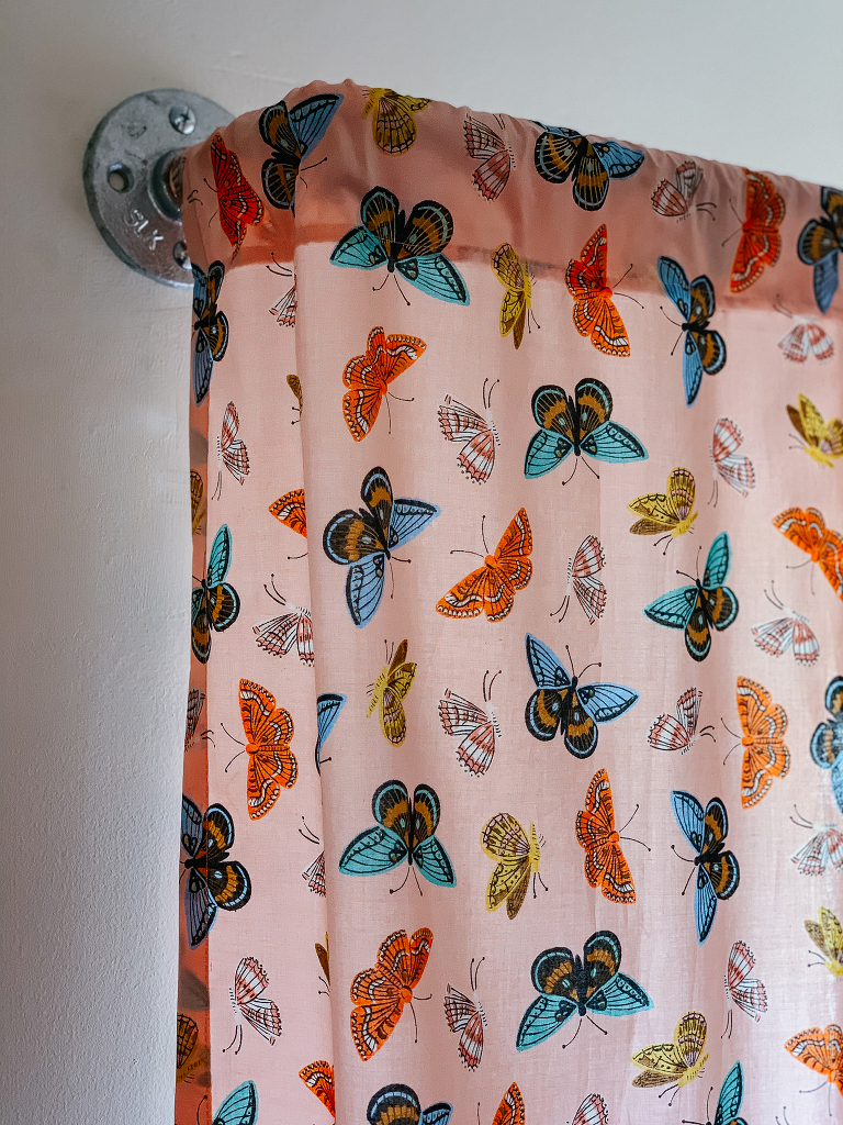 DIY curtain rods and Rifle Paper Co curtains 