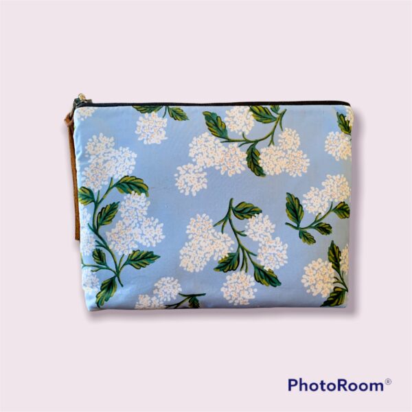 Makeup Bag in Rifle Paper co blue hydrangea