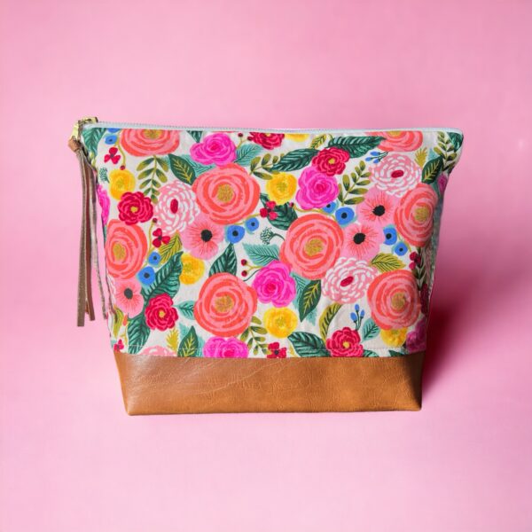Rifle Paper Co pink garden party flat bottom bag