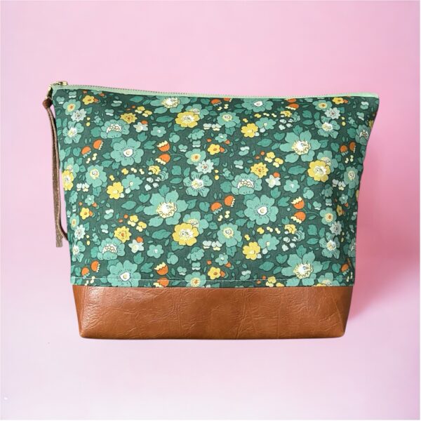 large flat bottom bag in liberty betsy forest green