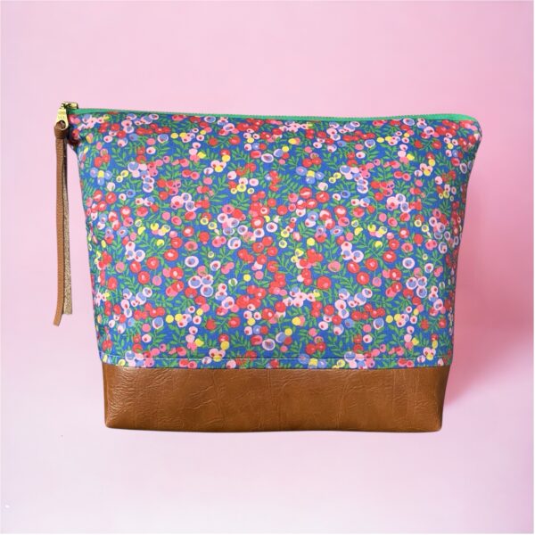 liberty flat bottom bag in Wiltshire blue